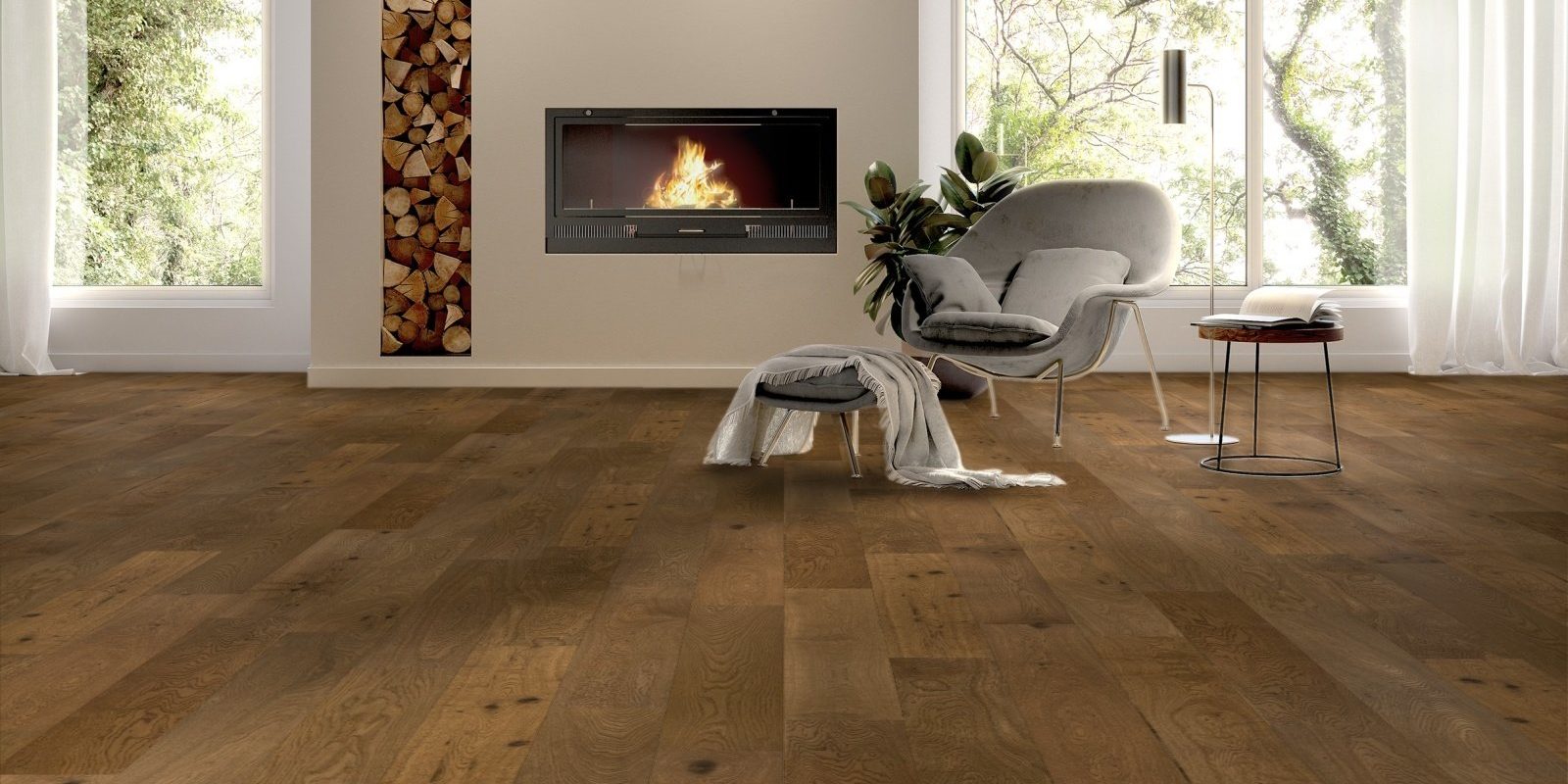 Lauzon Flooring Brooklyn, White Oak, Wire Brushed